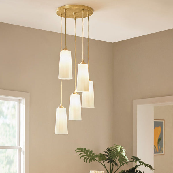 Paar 16" Five Lights Small Chandelier, Distressed Brass