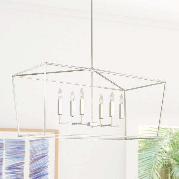 Morgan 42" Six Light Island Pendant, Polished Nickel