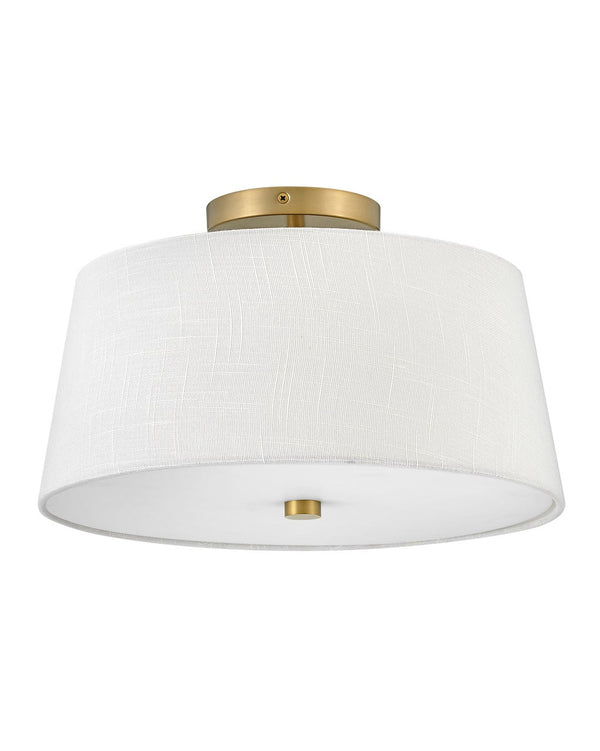 Taen 14" Two Lights Medium Flush Mount, Lacquered Brass