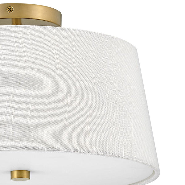 Taen 14" Two Lights Medium Flush Mount, Lacquered Brass