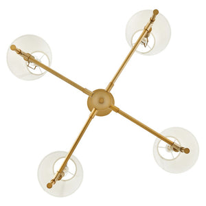 Taen 28" Four Lights Medium Single Tier, Lacquered Brass