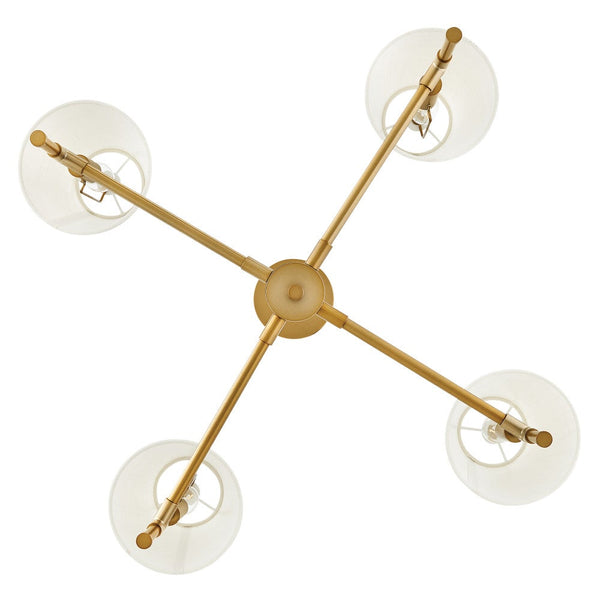 Taen 28" Four Lights Medium Single Tier, Lacquered Brass