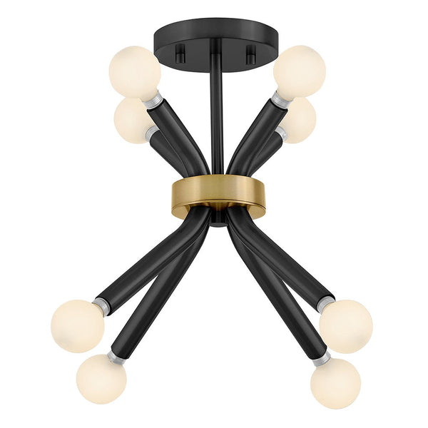 Rason 12" Eight Lights Small Convertible Pendant, Black