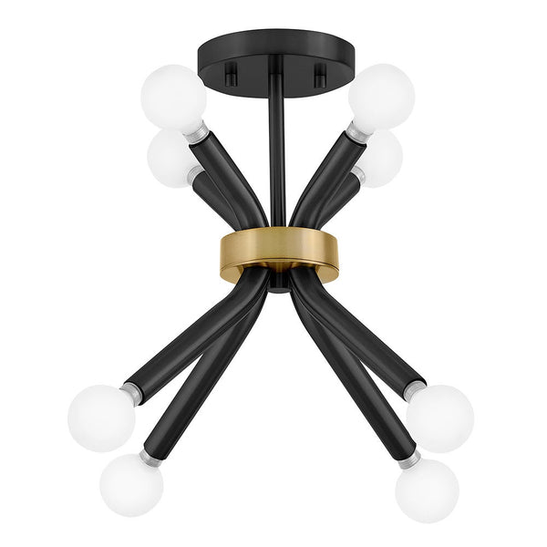 Rason 12" Eight Lights Small Convertible Pendant, Black