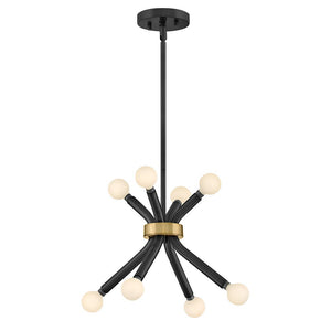 Rason 12" Eight Lights Small Convertible Pendant, Black