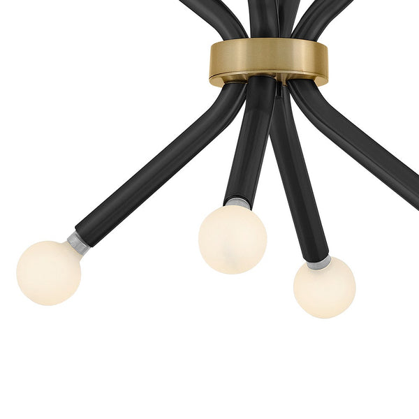 Rason 12" Eight Lights Small Convertible Pendant, Black