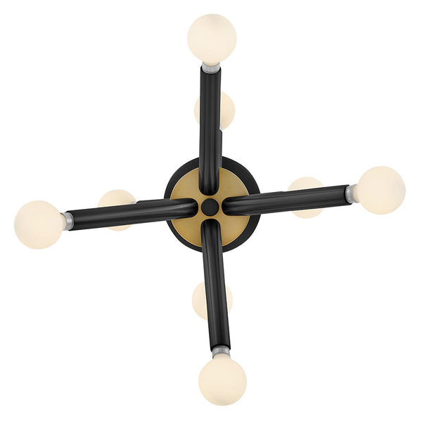 Rason 12" Eight Lights Small Convertible Pendant, Black