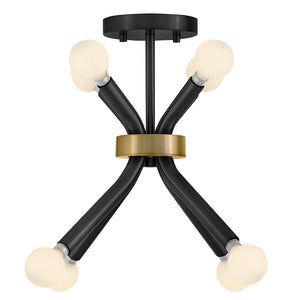 Rason 12" Eight Lights Small Convertible Pendant, Black