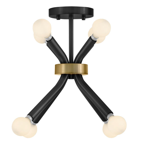 Rason 12" Eight Lights Small Convertible Pendant, Black