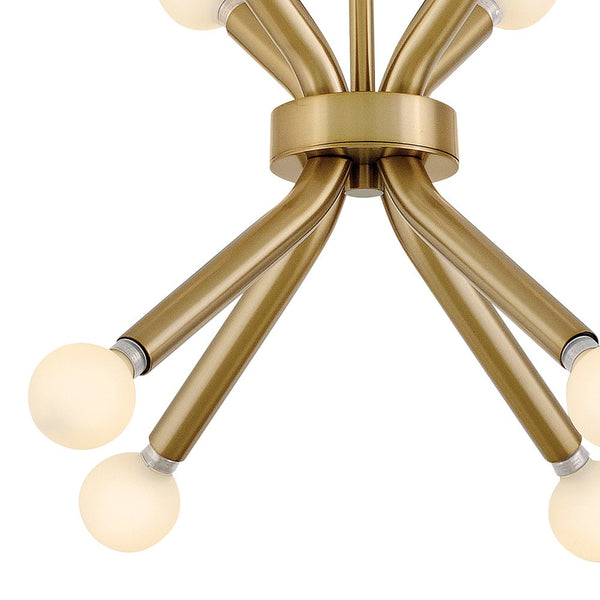 Rason 12" Eight Lights Small Convertible Pendant, Lacquered Brass