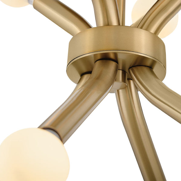 Rason 12" Eight Lights Small Convertible Pendant, Lacquered Brass