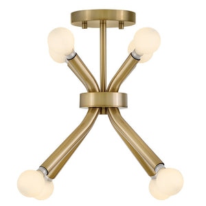 Rason 12" Eight Lights Small Convertible Pendant, Lacquered Brass