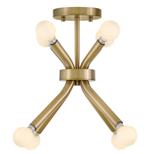 Rason 12" Eight Lights Small Convertible Pendant, Lacquered Brass