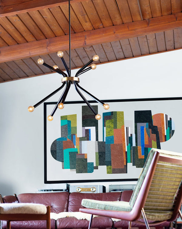 Rason 25" Ten Lights Medium Single Tier Chandelier, Black