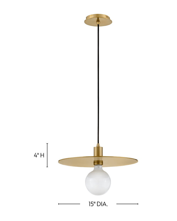 Hawyn 15" One Light Medium Convertible Pendant, Lacquered Brass
