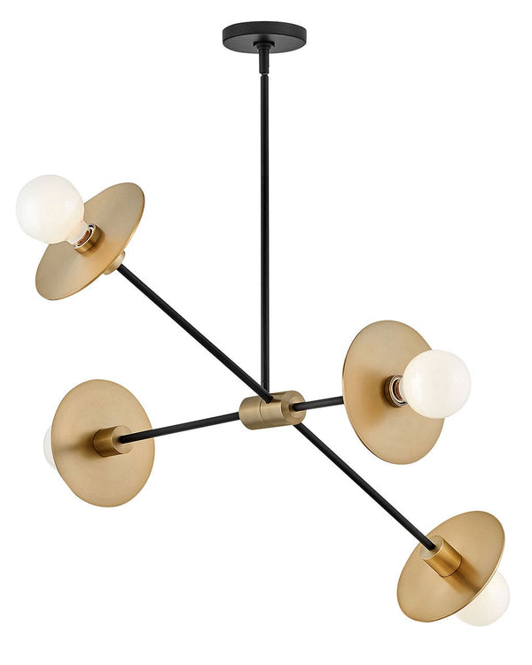 Hawyn 36" Four Lights Medium Mobile Single Tier, Lacquered Brass