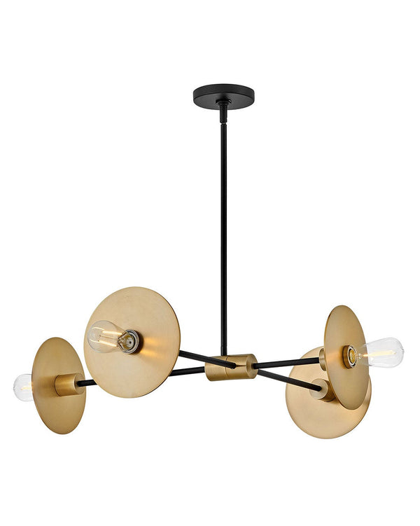 Hawyn 36" Four Lights Medium Mobile Single Tier, Lacquered Brass
