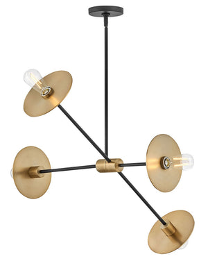 Hawyn 36" Four Lights Medium Mobile Single Tier, Lacquered Brass