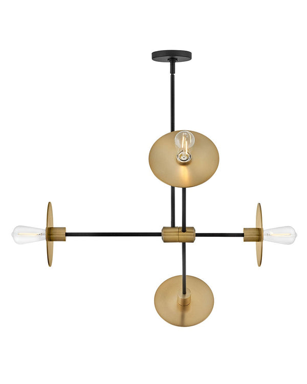 Hawyn 36" Four Lights Medium Mobile Single Tier, Lacquered Brass
