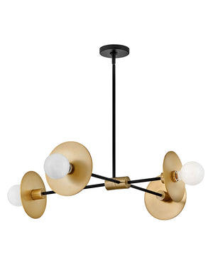 Hawyn 36" Four Lights Medium Mobile Single Tier, Lacquered Brass