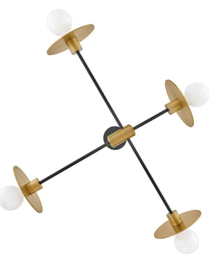 Hawyn 36" Four Lights Medium Mobile Single Tier, Lacquered Brass