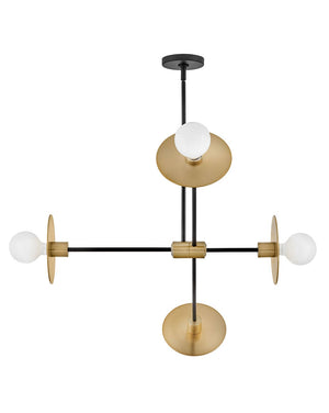 Hawyn 36" Four Lights Medium Mobile Single Tier, Lacquered Brass