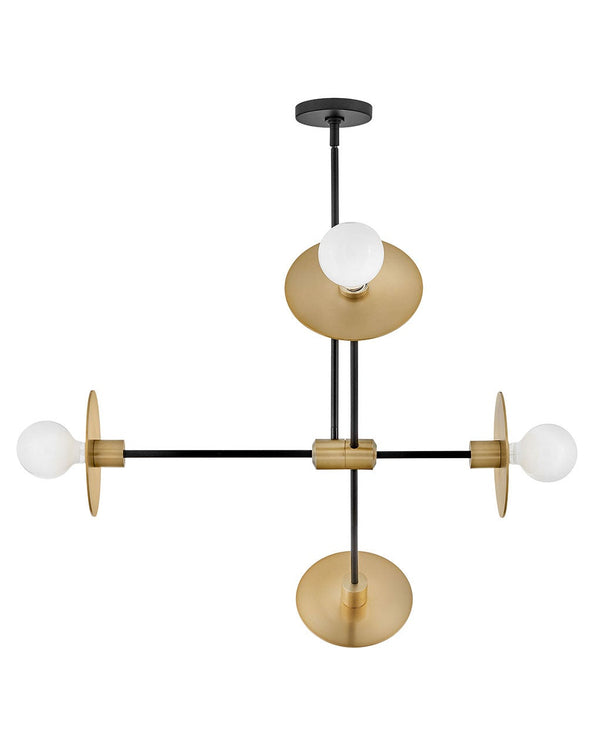 Hawyn 36" Four Lights Medium Mobile Single Tier, Lacquered Brass