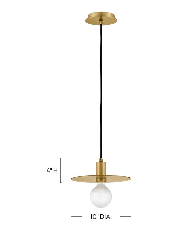 Hawyn 10" One Light Small Convertible Pendant, Lacquered Brass
