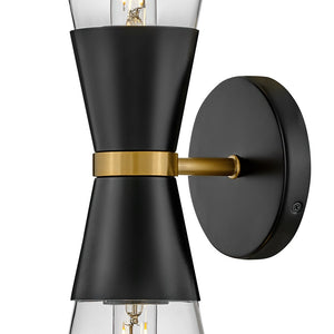 Elar 5" Two Lights Large Sconce, Black