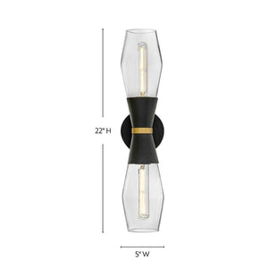 Elar 5" Two Lights Large Sconce, Black