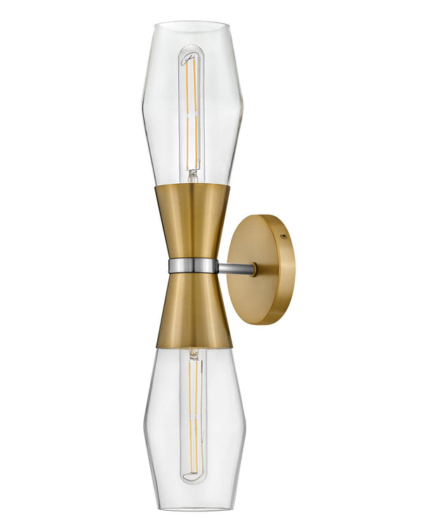 Elar 5" Two Lights Large Sconce, Lacquered Brass