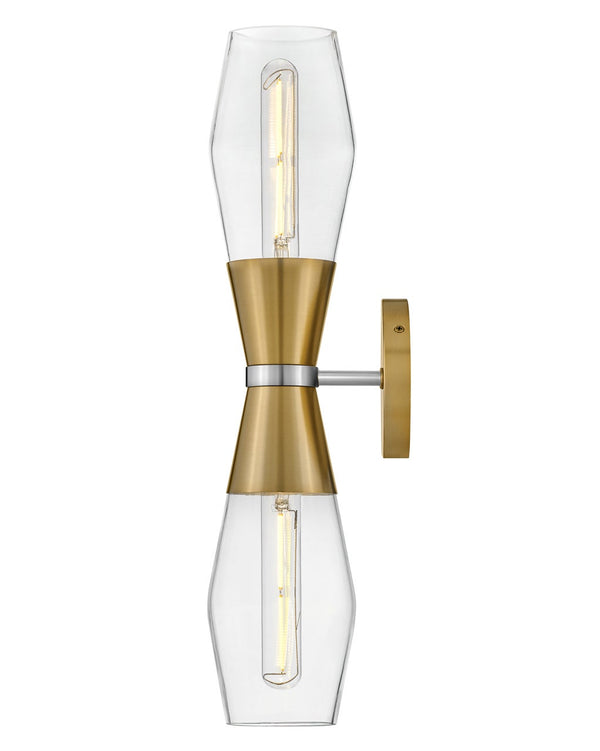 Elar 5" Two Lights Large Sconce, Lacquered Brass