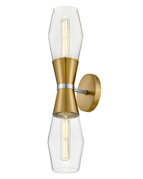 Elar 5" Two Lights Large Sconce, Lacquered Brass