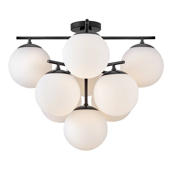 Daion 24" Nine Lights Large Flush Mount, Black