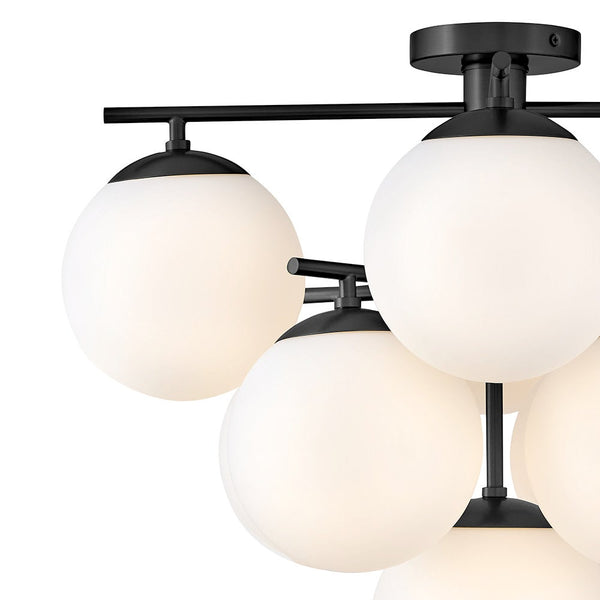 Daion 24" Nine Lights Large Flush Mount, Black