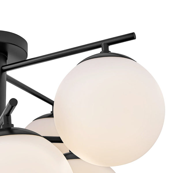 Daion 24" Nine Lights Large Flush Mount, Black