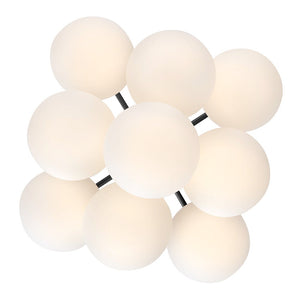 Daion 24" Nine Lights Large Flush Mount, Black