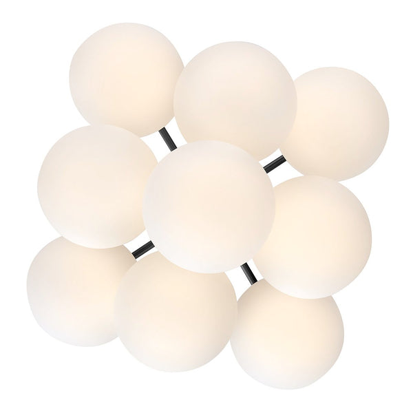 Daion 24" Nine Lights Large Flush Mount, Black