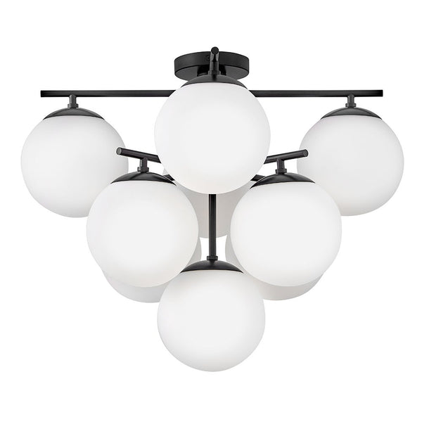 Daion 24" Nine Lights Large Flush Mount, Black