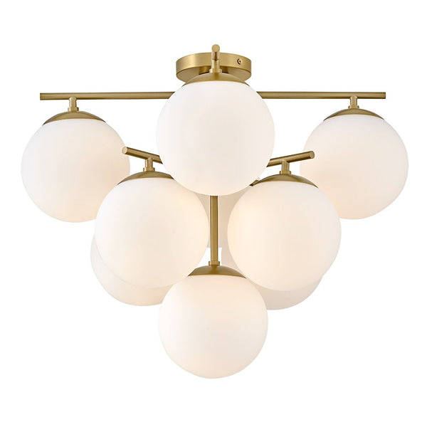 Daion 24" Nine Lights Large Flush Mount, Lacquered Brass