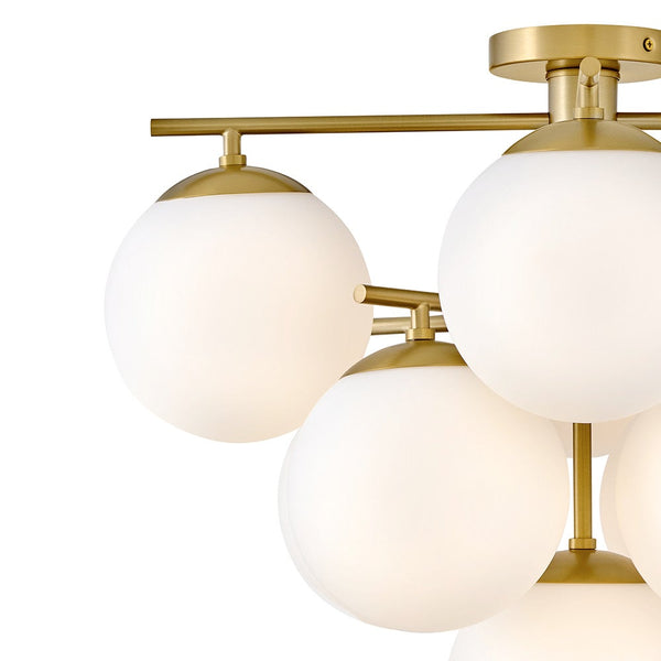 Daion 24" Nine Lights Large Flush Mount, Lacquered Brass