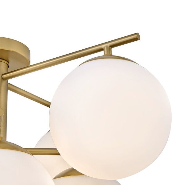 Daion 24" Nine Lights Large Flush Mount, Lacquered Brass