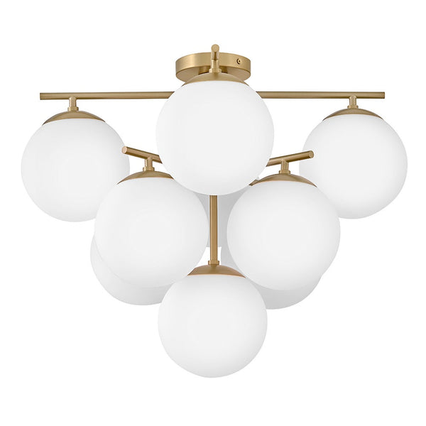 Daion 24" Nine Lights Large Flush Mount, Lacquered Brass