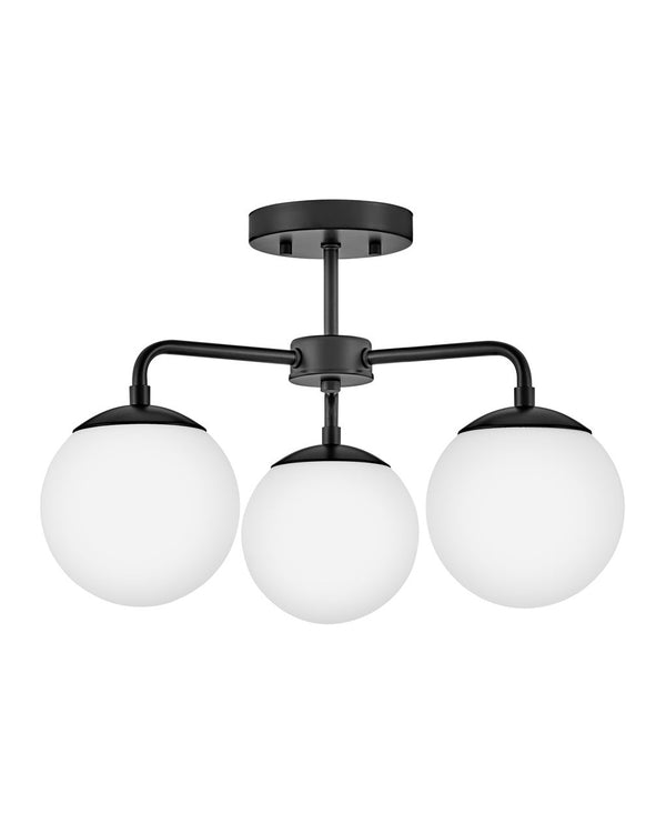 Daion 20" Three Lights Medium Semi-Flush Mount, Black