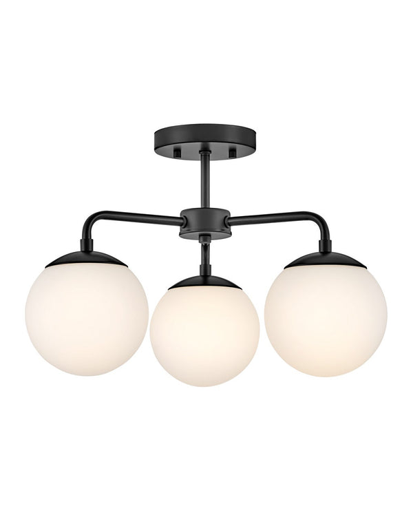 Daion 20" Three Lights Medium Semi-Flush Mount, Black