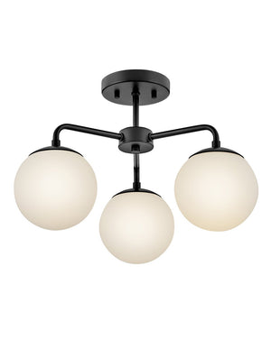 Daion 20" Three Lights Medium Semi-Flush Mount, Black
