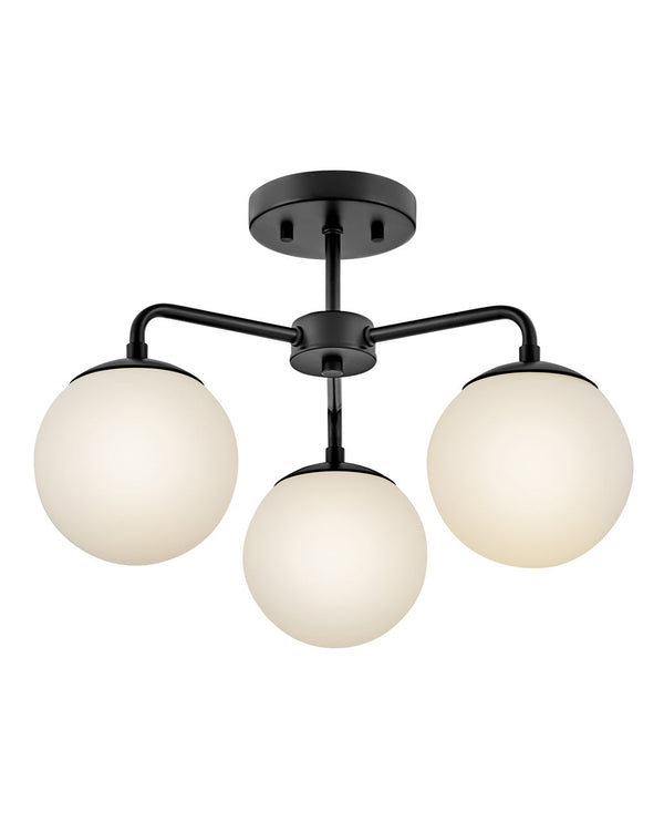 Daion 20" Three Lights Medium Semi-Flush Mount, Black
