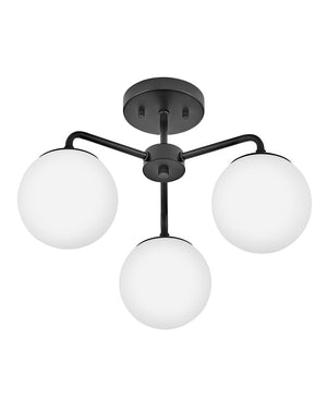 Daion 20" Three Lights Medium Semi-Flush Mount, Black