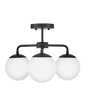 Daion 20" Three Lights Medium Semi-Flush Mount, Black