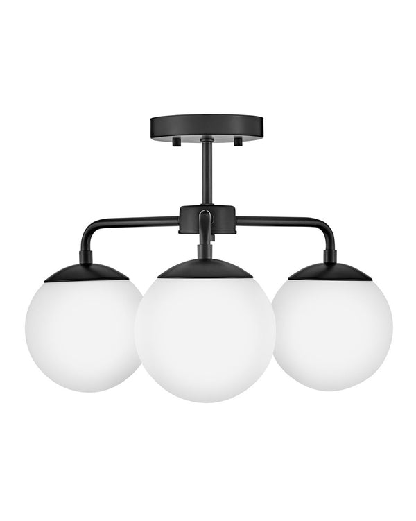 Daion 20" Three Lights Medium Semi-Flush Mount, Black